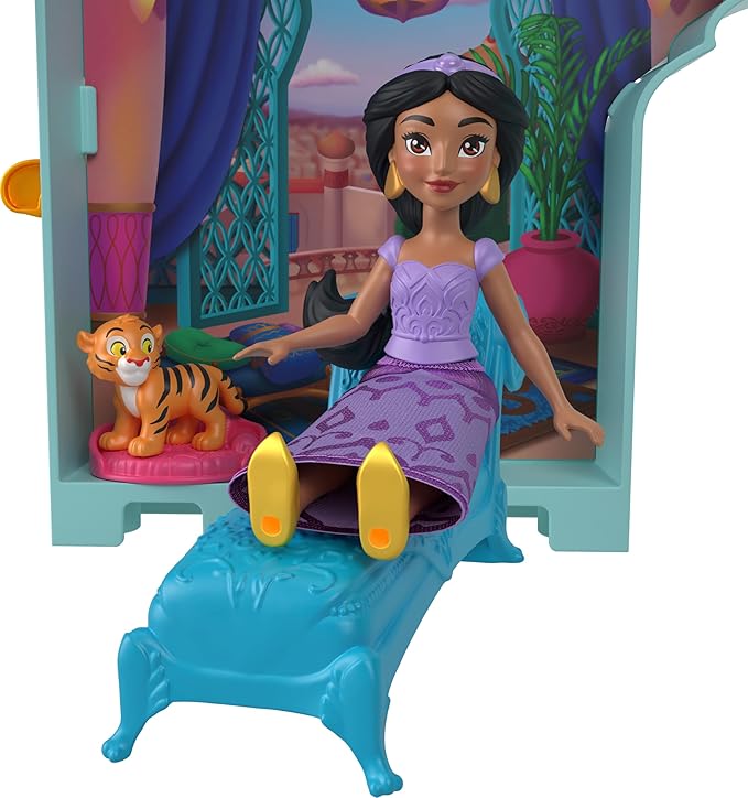 Mattel Disney Toys, Storytime Stackers Jasmine's Palace, Stackable Doll House with Small Doll, 2 Friends & 8 Pieces, Inspired by Disney's Aladdin Movie