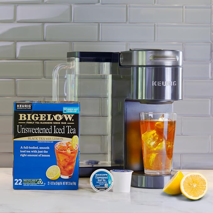 Bigelow Tea Unsweetened Iced Black Tea with Lemon Keurig K-Cup Pods, Caffeinated Tea Keurig Tea Pods, 22 Count (Pack of 4) 88 Total K-Cup Pods