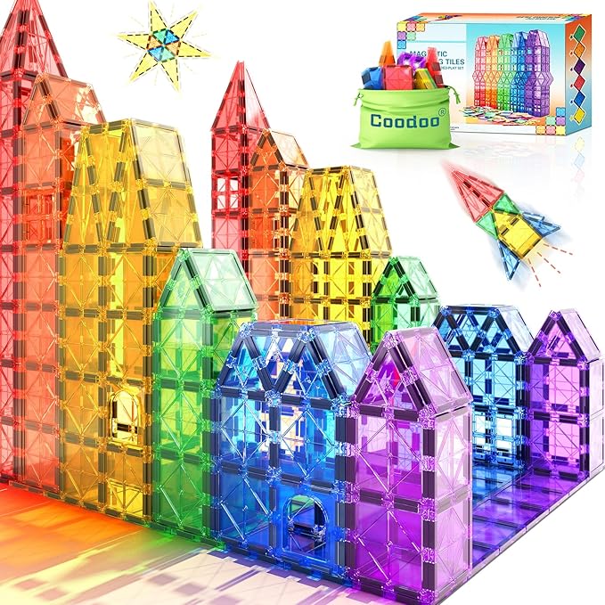 Magnetic Tiles Kids Toys STEM Magnet Toy for Toddler Magnetic Blocks Building Preschool Learning Sensory Montessori Toys for 3+ Year Old Boys and Girls, Safe Creativity Toddler Kids Toy 40PCS
