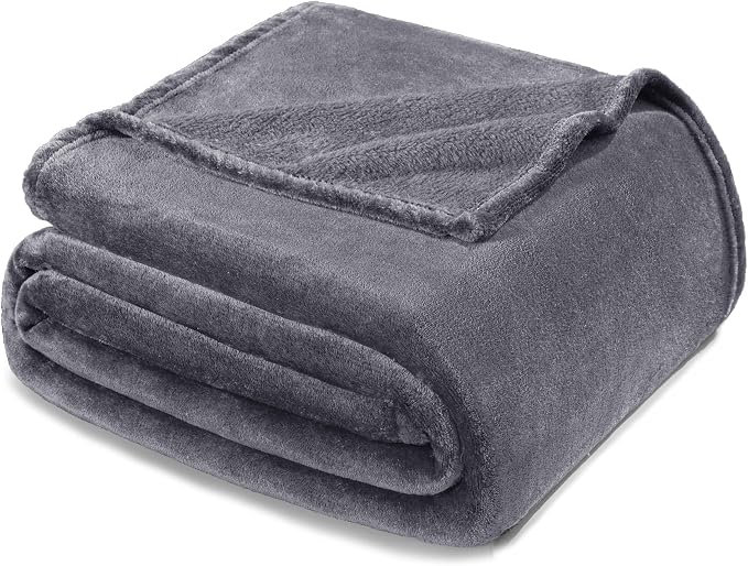 Exclusivo Mezcla Soft Fleece Blanket King Size for Bed, Dark Grey | 104x90 Inches, Double-Sided Brushed Flannel, Lightweight Plush Cozy Blanket for Home Decor, All Season, Machine Washable