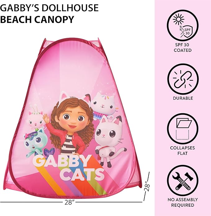 Gabbys Dollhouse Collapsible Pop Up Play Tent for Kids, 28" W x 28" L x 30" H, Ages 3+