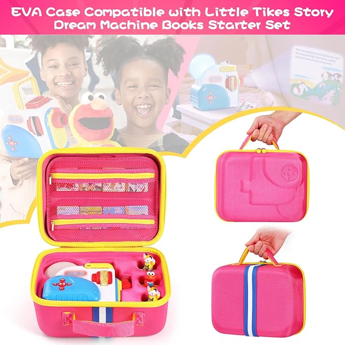 Hard Carrying Case Fits for Little Tikes Story Dream Machine Books Starter Set, Protective Travel Container Case for Storytime Audio Play Real for Littles Character Collection, Pink (Box Only)