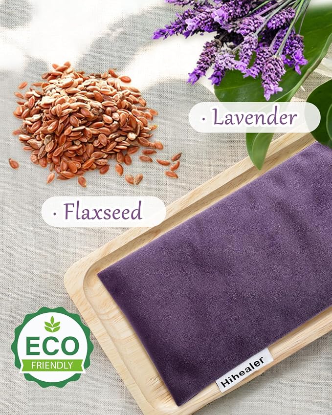 Relaxation Gifts for Women, Weighted Eye Mask for Sleeping, Yoga, Spa, Meditation, Lavender Eye Pillow Heated for Headache, Sinus & Dry Eyes Relief, Moist Heat Mask, Birthday Gifts for Mom (Purplex4)