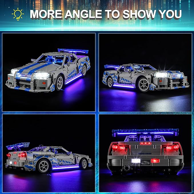 LED Light Kit for Lego 42210 2 Fast 2 Furious Nissan Skyline GT-R (R34) Car, Compatible with Lego 42210 Building Blocks Model(Not Include Blocks Set)