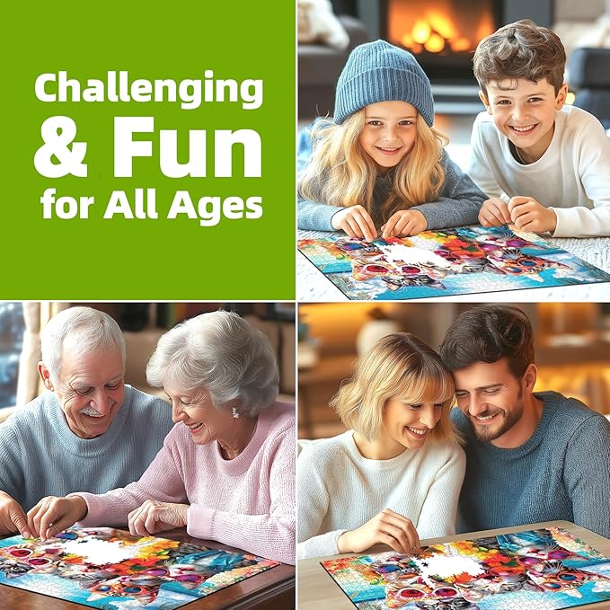 Cat 500-Piece Jigsaw Puzzle for Adults - Fun Beach Party Scene with Sunglasses & Leis - Unique Home Decor & Gift Idea - 23x15 Inch