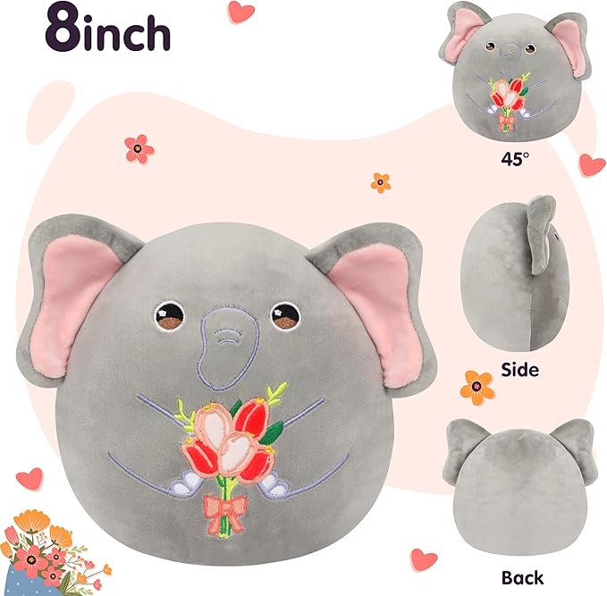 Easfan Elephant Plush Pillow Soft Grey Plush Toy Stuffed Animal Home Room Decoration Birthday Gifts for Women,Mom