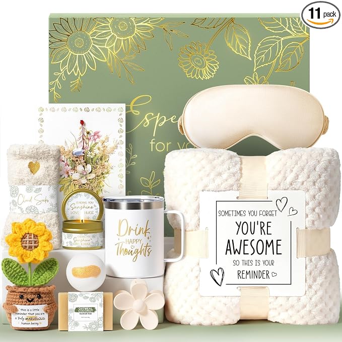 Birthday Gifts for Women Get Well Soon Spa Gift Baskets Self Care Package | Thinking of You After Surgery Thank You Gifts Set, Relaxation Christmas Sunflower Gifts for Women Mom Best Friend Sister Wife