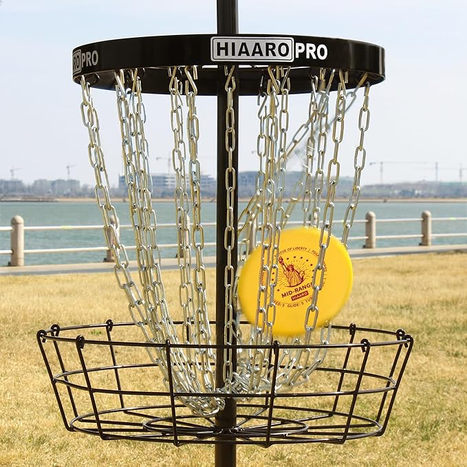 PDGA Approved HIAARO PRO Disc Golf Basket, Portable Disc Golf Target with Heavy Duty 24 Chains, Professional Disc Golf Basket