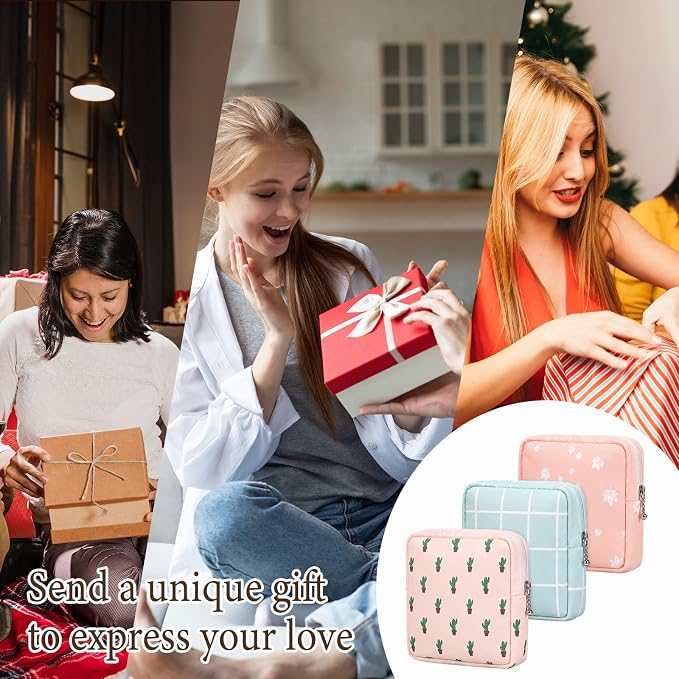 3Pcs Sanitary Napkin Storage Bags, Period Pouch for Pads Tampons | Portable Menstrual Pad Bag for Purse, Cute Feminine Pads Bag Travel Kit for Teen Women