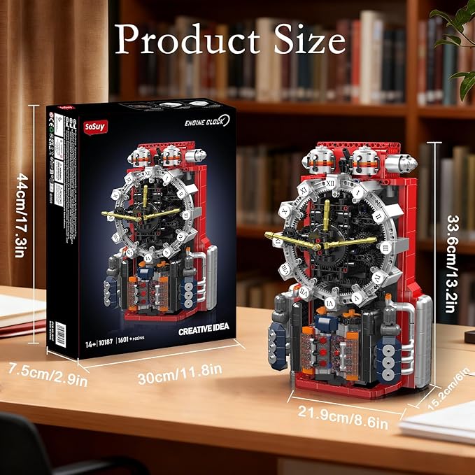 Sosuy Boxer Flat‑6 Engine Model for Adults – Dual Opposed Pistons (Clock)