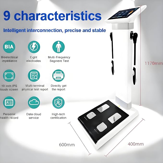 Weight Loss Analysis Machine Touch Bioimpedance Analysis Machine, Smart Body Composition Health Assessment Body Scanner, Height Body Fat Analyzer