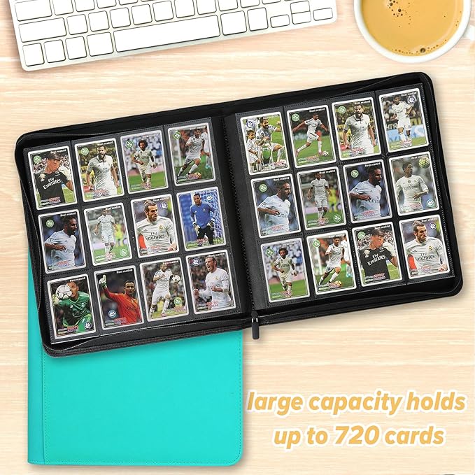 GERMUN Trading Card Binder 12 Pocket, 720 Pockets Card Binders, Card Collection Binder, Card Album Folder for MTG, TCG, Sports Cards, Game Cards (Lake Blue)