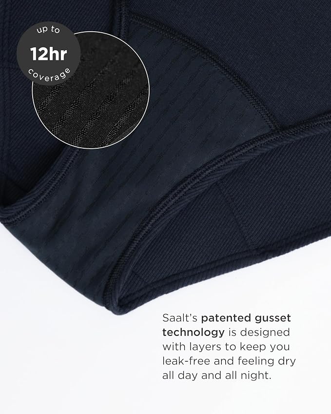 saalt Leakproof Cotton Rib High Rise Brief – Reusable Period Underwear for Women - Replaces 3 Pads or 4 Tampons