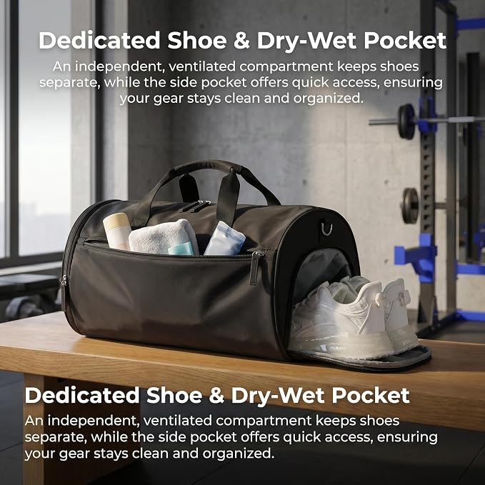 BTOOP Duffle Bag for Gym Sports Women Girls Workout Travel Bag Weekender with Shoe Compartment and Wet Pocket