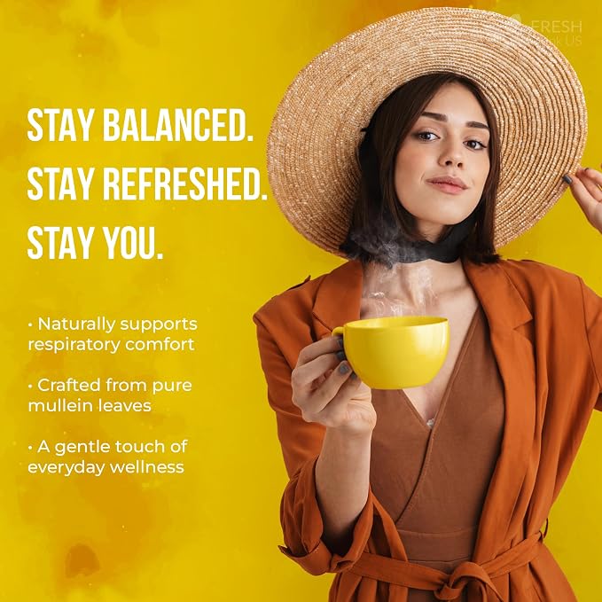 FreshDrinkUS, Premium 15 Mullein Leaf Tea Bags For Lung, 100% Natural & Pure from Mullein Leaves. Loose Leaf Mullein Herbal Tea. Made with Natural Material Tea Bags. No Sugar, No Caffeine, No Gluten, Vegan.