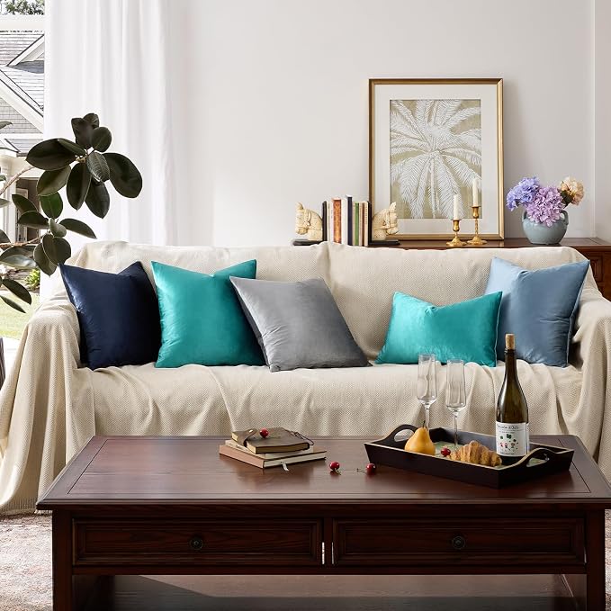 GIGIZAZA Teal Pillow Covers 12x20 Decorative Pillows Pack of 2 | Lumbar Blue Throw Pillows for Couch Sofa,280gsm Soft Textured Fabric,Modern Pillowcases,Luxury Cushion Covers