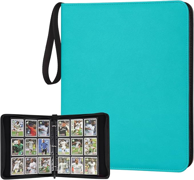 GERMUN 9 Pocket Card Binder, Premium Zip Trading Card Binder, 720 Double Sided Pocket PU Card Collection Binder, Collector Card Album, Card Folder for MTG, TCG, Sports Cards, Game Cards (LAKE BLUE)