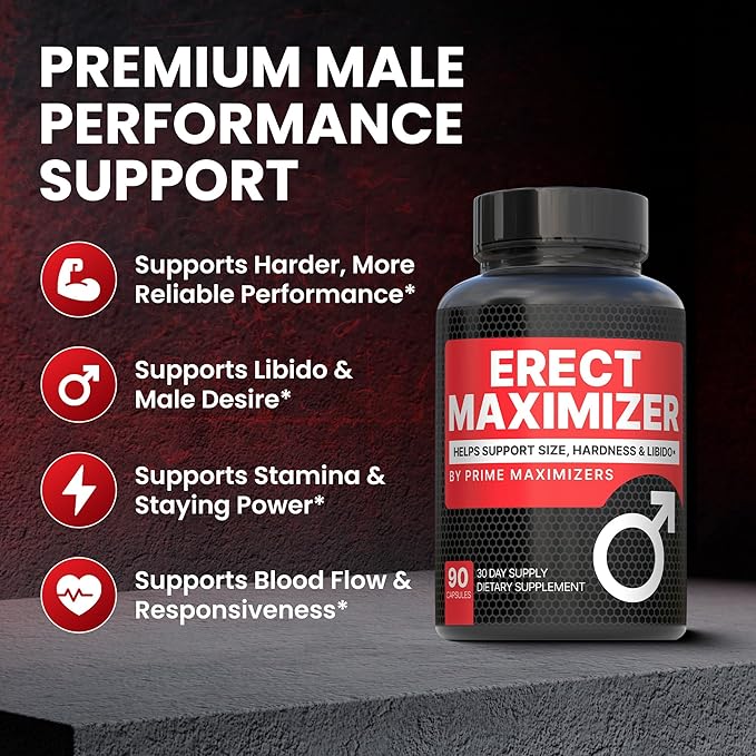 Premium Male Enhancement | Rapid Acting Blood Flow Support | Bigger, Rock Hard, Longer | 9 in 1 Intimacy Complex to Restore Confidence, California Manufactured, 3rd Party Tested – 90 Caps