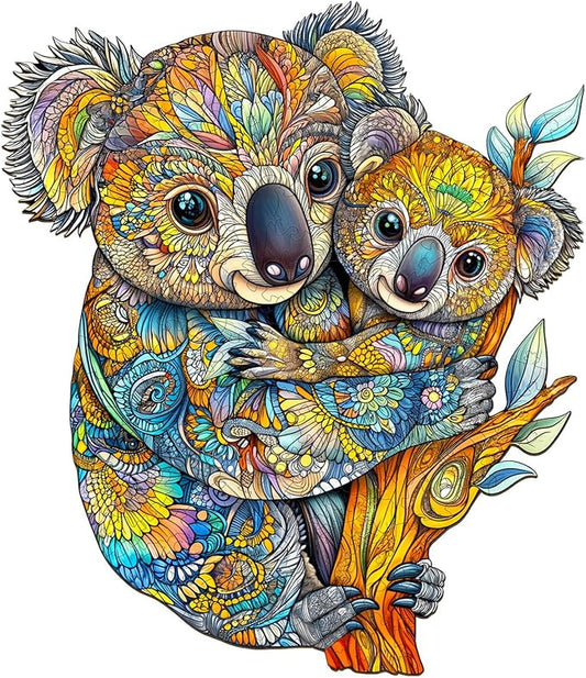 Wooden Puzzles for Adults - Koala Family Wooden Jigsaw Puzzle, Unique Animal Shaped Wood Puzzles Adult, Christmas Birthday Gifts for Friends/Family, Home Decor 13.4 * 11.6in 230pcs