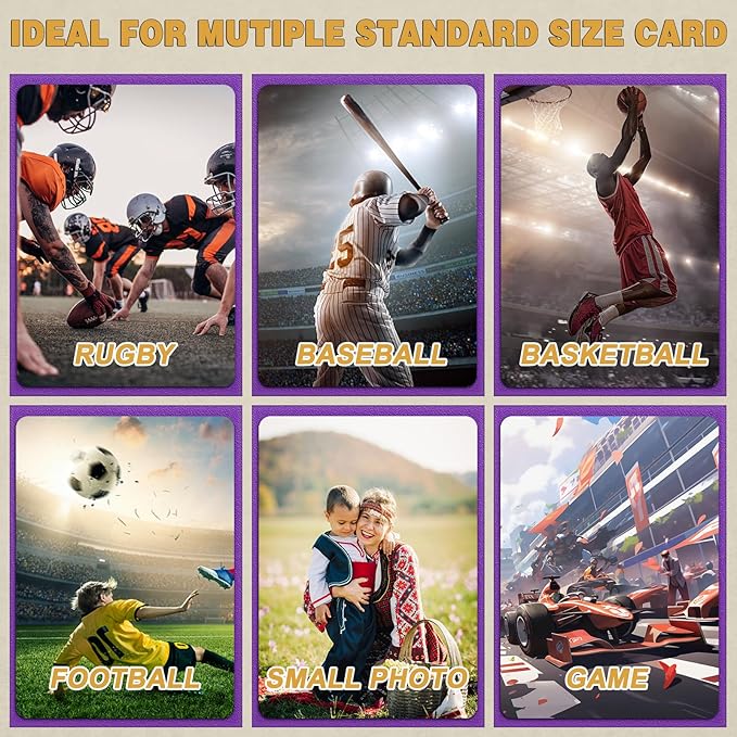 Homthy 100 Count Matte Card Sleeves for Trading Cards, Standard Size Protective Sleeves Deck Card Protectors Fit for Baseball Cards, Sports Cards, MTG, Yugioh Card Game Card Standard Cards (Purple)
