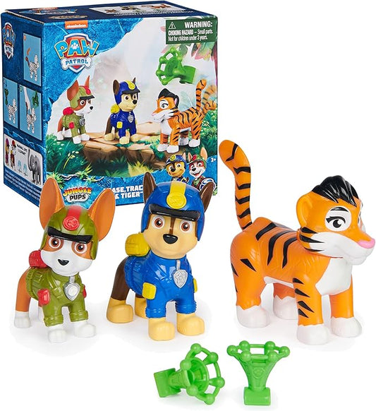 Paw Patrol: Jungle Pups Chase, Tracker & Tiger Action Figures with Projectile Launcher, Kids Toys for Boys and Girls Ages 3 and Up