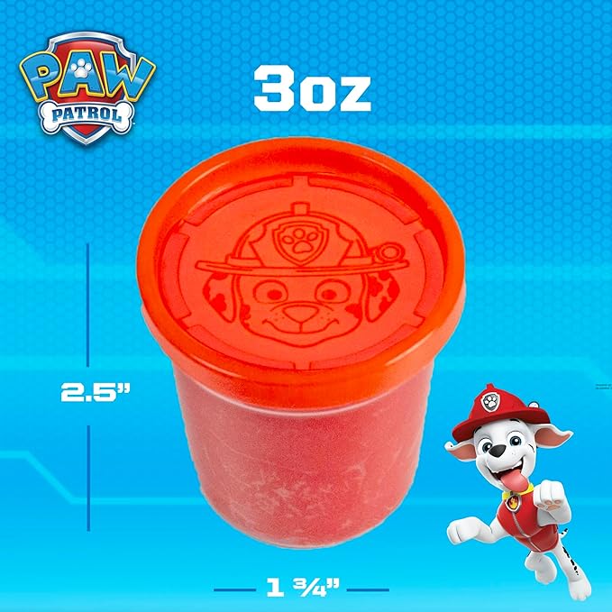 Paw Patrol Dough, 4-Pack of Sensory Dough, Resealable Storage Containers with Character Impression Molded Lids, Paw Patrol Toys, Goodie Bags Stuffers for Kids, Kids Party Favors, Arts & Crafts