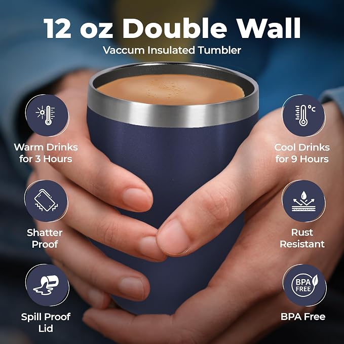 Tea Gifts for Men – Sampler Set with 15 Unique Blends, Honey Sticks, Insulated Stainless Tumbler & Gift-Ready Box – Birthday & Father's Day for Him, Tea Lovers (Blue/Blue box)