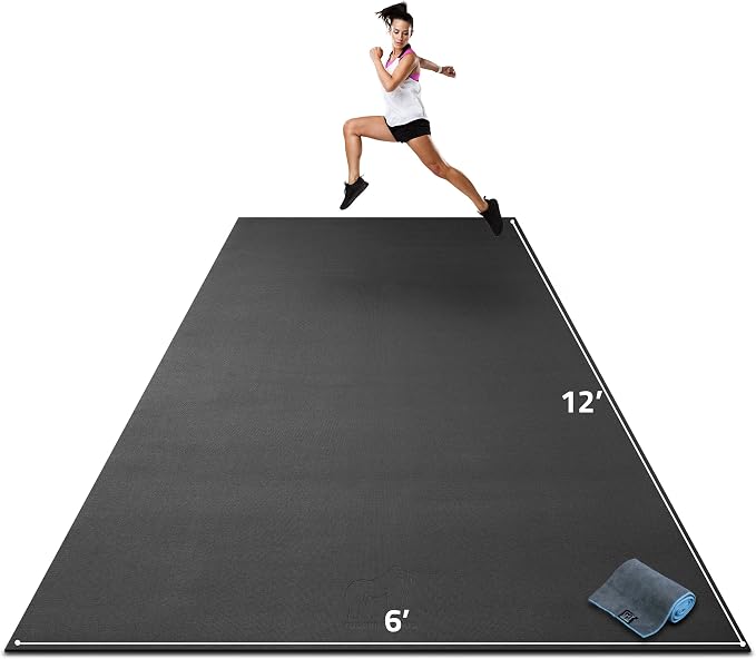 Gorilla Mats Extra Large Exercise Mat – 9'x6', 12'x6', 15'x6' (1/4" Thick) – Ultra Durable Workout Mat for Home Gym Flooring – Non-Slip, Flat Fitness, Yoga & Weight Lifting Floor Mat