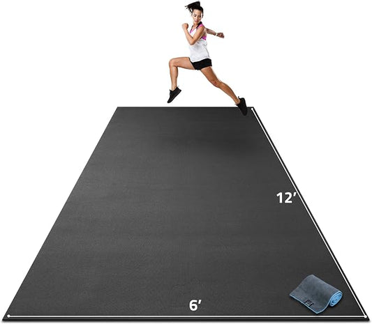 Gorilla Mats Extra Large Exercise Mat – 9'x6', 12'x6', 15'x6' (1/4" Thick) – Ultra Durable Workout Mat for Home Gym Flooring – Non-Slip, Flat Fitness, Yoga & Weight Lifting Floor Mat