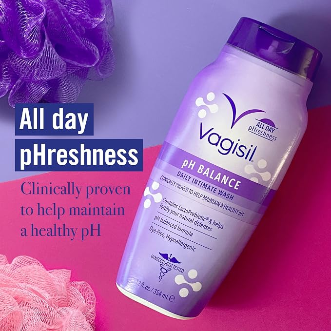 Vagisil Feminine Wash for Intimate Area Hygiene, pH Balance, Gynecologist Tested & Odor Block Daily Freshening Wipes for Feminine Hygiene in Resealable Pouch