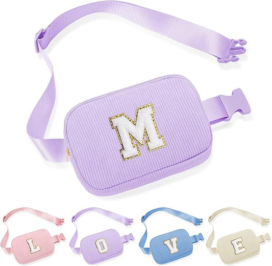 YOOLIFE Belt Bag for Girls Kids, Birthday Gift for Teen Girls Kids Small Crossbody Bags Initial Fanny Packs for Women Cross Body Bag Purple Small Waist Packs Teen Girl Gifts Trendy Stuff (Purple M)