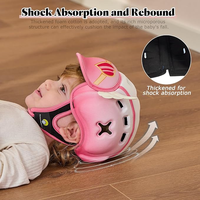 Baby Head Protector Baby Helmet for Crawling and Walking - No Bumps and Soft Safety Peak - Ultra Light and Adjustable Baby Head Protector Suitable for Babies 6-24 Months-Dreamy Angel