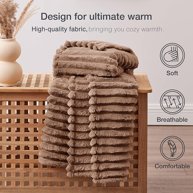 EXQ Home Gentle Soft Fleece Throw Blanket – Cozy Lightweight Blanket for Couch Bed – All-Season Warm Fuzzy Flannel Blanket for Women Mom Her – Gifts for Birthday(60"x80",Mocha Mousse)