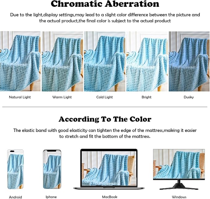 NEWCOSPLAY 3D Waffle Checkered Flannel Twin Blanket, Blue, 60"x80" | Super Soft Cute Lightweight Decorative Premium Silky Fleece Blanket for Couch Sofa Bed, Gift for Women Men, All Season Use