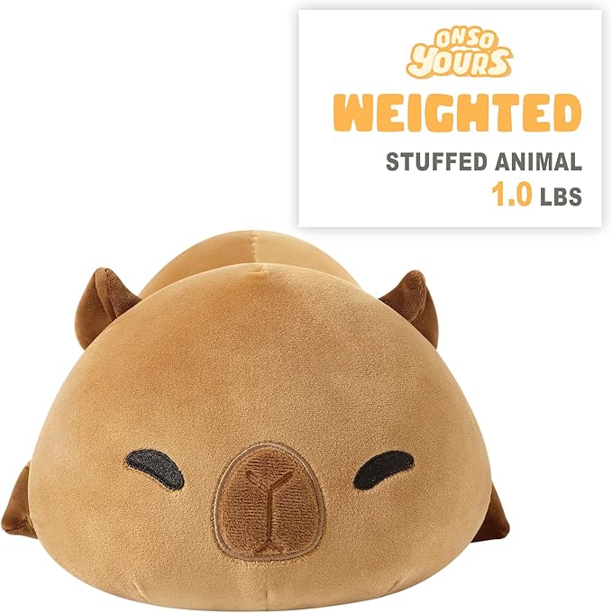 Onsoyours Original 9.8"|1.0 lbs Weighted Stuffed Animals, Cute Weighted Positive Capybara Plush Pillow Toy Soft Weighted Capybara Plushies Gift for Kids Adults