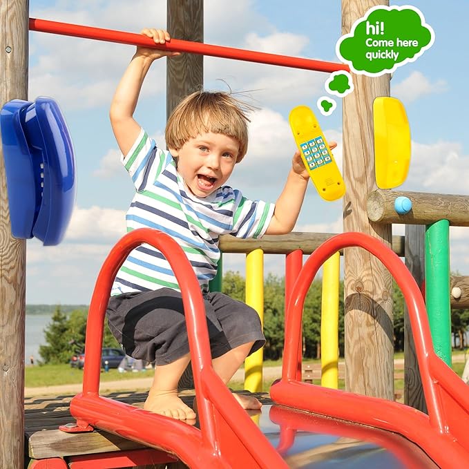 2 Pack Swingset Phone Toys Playground Swing Set Telephone Plastic Pretend Play Telephone with Numeric Key for Kids Outdoor Playground Treehouse Accessories (Yellow, Blue)
