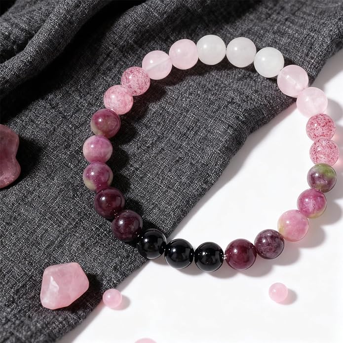 Menopause Bracelet for Women, Natural Crystal Elastic Bracelets Hot Flashes & Anxiety Relief Calming Balance Menopause's Support Jewelry Gift With Card