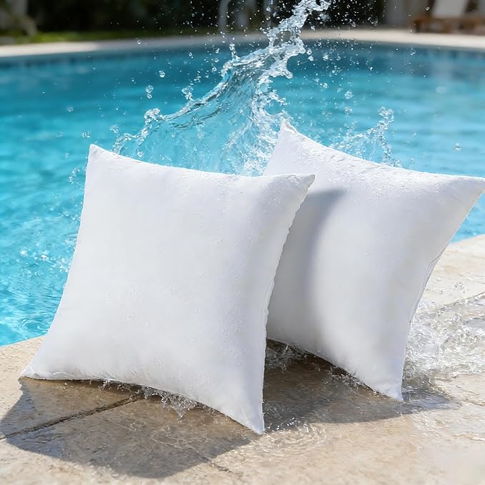 Water Resistant Polyester Pillow Inserts with Plush Dot Cover | Pack of 2 Square Form Indoor Decorative Pillow, Bed and Couch Pillows, 20 x 20 Inches, Sage