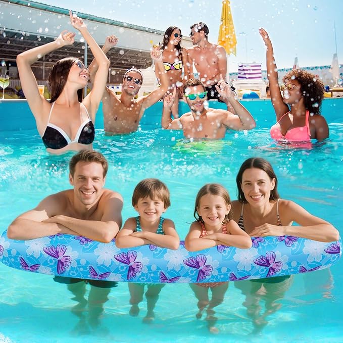 Inflatable Swimming Pool Noodle, 2 Pack Soft Fabric Quick Drying Covered Large Pool Floats Noodles, Premium Buoyancy Swim PoolFloats with Portable Storage Bag for Pool Party Toy