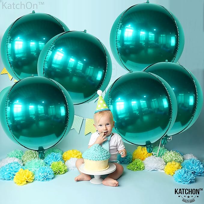 KatchOn, Metallic Emerald Green Balloons - Big 22 Inch, Pack of 6 | Dark Green Mylar Balloons, Emerald Green Foil Balloons for Emerald Green Party Decorations