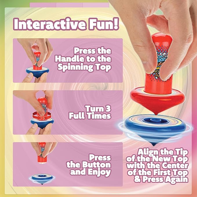 IPIDIPI TOYS Spineez Stacking Spinning Tops for Kids – Set of 3, 15-Piece UFO Spinner Toys – Halloween Toys for Trick or Treat, Halloween Goodie Bag Stuffers, Birthday Party Favors for Boys & Girls