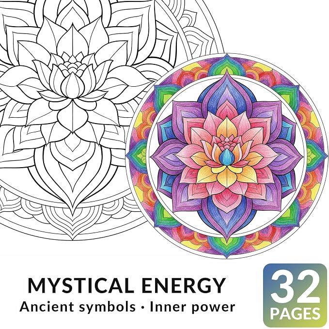 FUNLAVIE Adult Coloring Book - Sacred Geometry Mandala Coloring Books for Adults Relaxation and Stress Relief, Featuring Flower of Life, Metatron's Cube & Mindfulness Orgonite Patterns, Spiral Bound