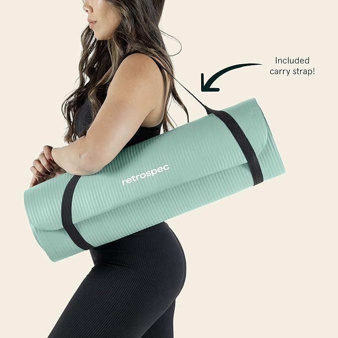 Retrospec Solana Yoga Mat 1" Thick With Nylon Strap For Men & Women - Non Slip Exercise Mat For Home Yoga, Pilates, Stretching, Floor & Fitness Workouts