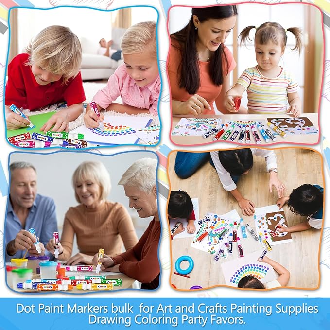 Crtiin 60 Pack Bingo Daubers Bulk 12 Assorted Colors Dot Markers 1.35 oz Dot Markers Paint Set Bingo Game Supplies for Kids Toddles Adults Art Painting Drawing Craft Coloring Party Gift
