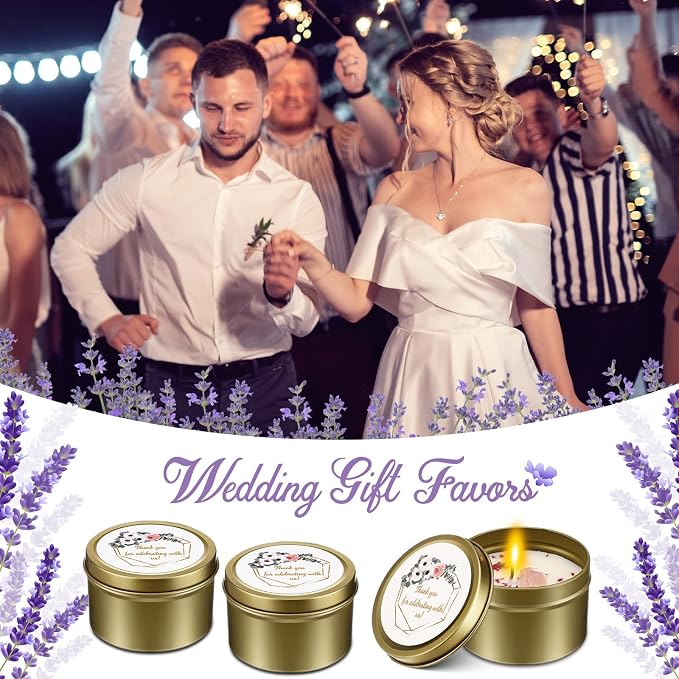 Nuanchu 20 Pcs Wedding Candles Favors for Guests Bulk 3 oz Thank You Soy Wax Flower Scented Candles Jar for Birthday Wedding Bridal Baby Shower Party Gift