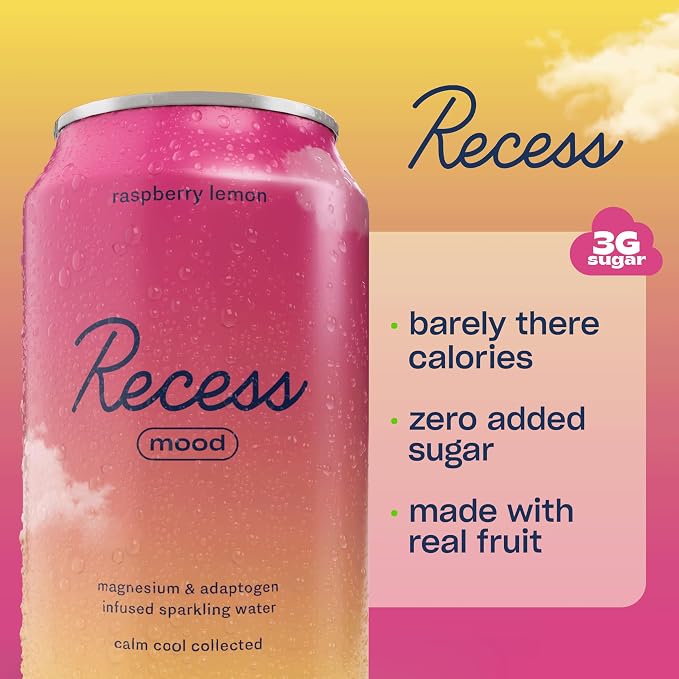 Recess Mood Magnesium & Adaptogen Drink, Relaxation Beverage, 12 Ounce (Paradise Sampler Variety Pack, 12 Pack)