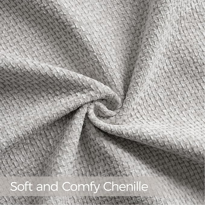 a moment Light Grey Chenille Throw Pillow Covers 24x24 Inch Pack of 2 Modern Decorative Throw Pillow Cases Farmhouse Cross Covers Home Decor for Sofa Bedroom Living Room