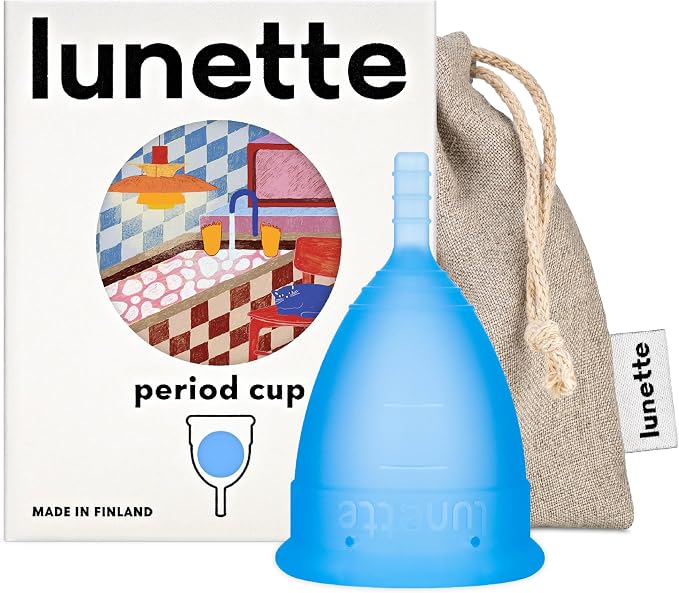 Lunette Menstrual Cup - Reusable Period Cup – Medical-Grade Silicone | 12‑hour Comfort, Reusable up to 10 years, BPA‑free, Tampon alternative, Made in Finland, Size 2 Blue