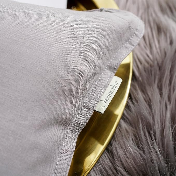 Jeanerlor SureGuard Pillowcase Cousion Cover Decor Cotton Linen with Unique Design to Embellish Wedding Party Gift Car, 20"x20"(50 x 50cm), Silver Grey