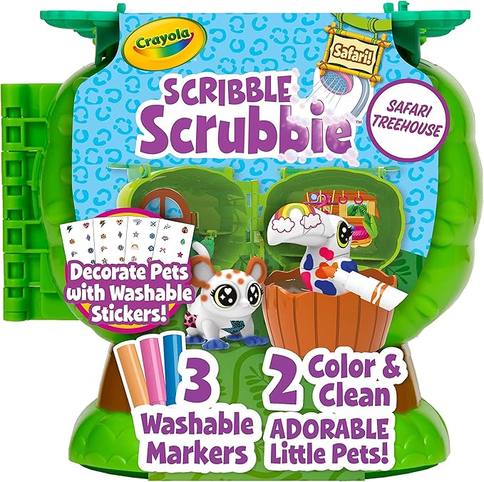 Crayola Scribble Scrubbie Pets Safari Treehouse, Toy Storage Case, Gift for Boys & Girls